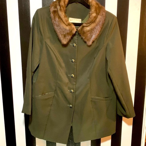 Vintage 1940s/50s Made In Columbia Mink Collar Coat Military Rare Style Medium - Picture 17 of 17